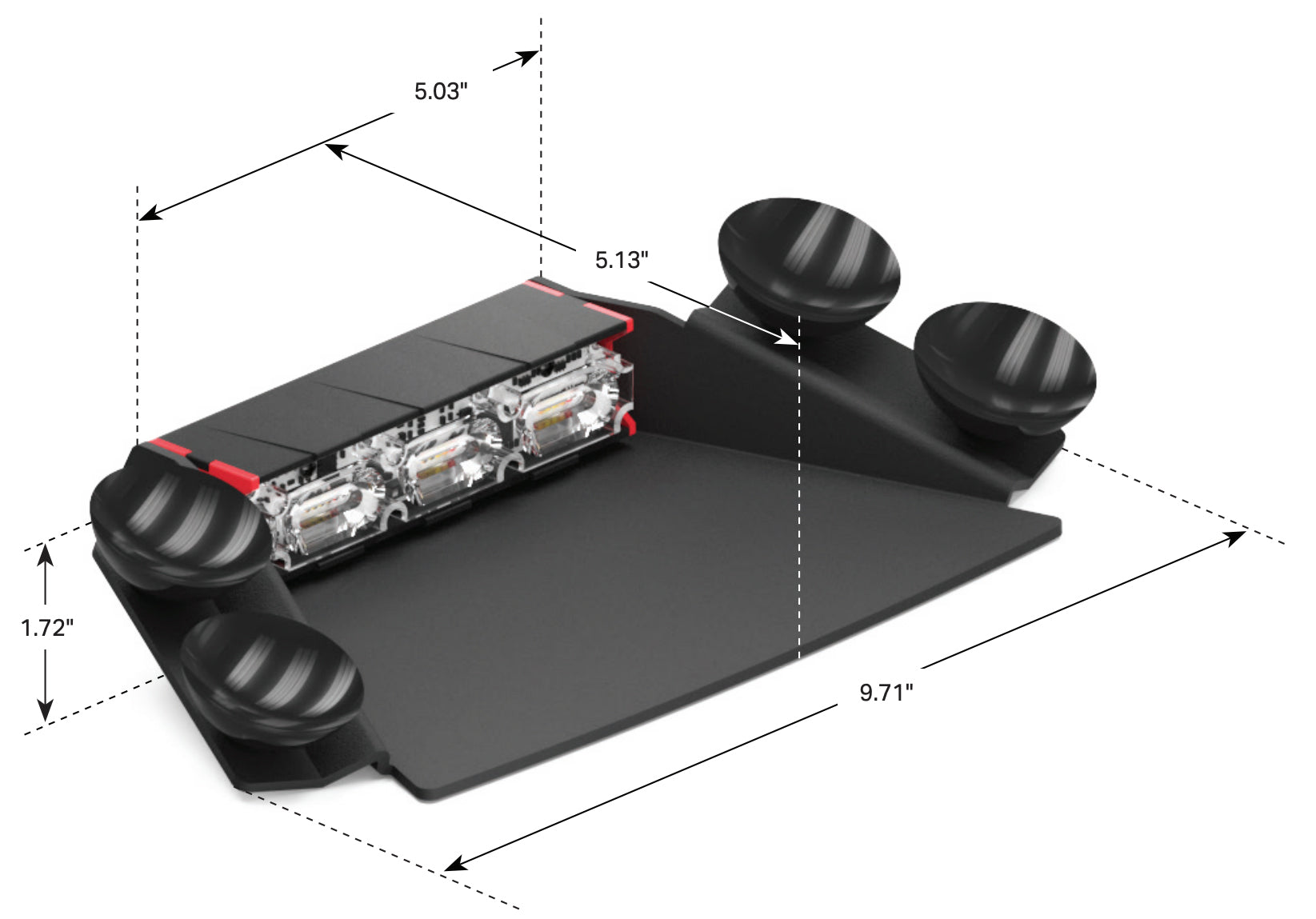 Feniex Quad 1x Dash Light Dimensions