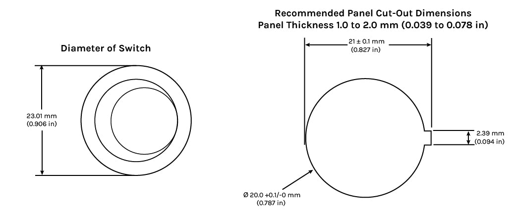 Round Rocker Switches Diameter