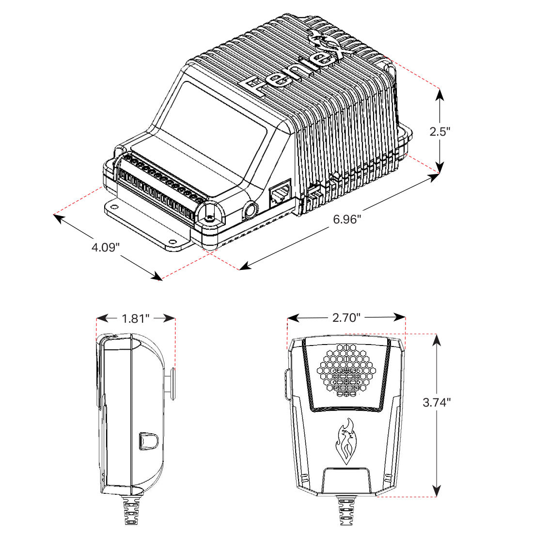 Feniex Storm Pro100W Dimensions