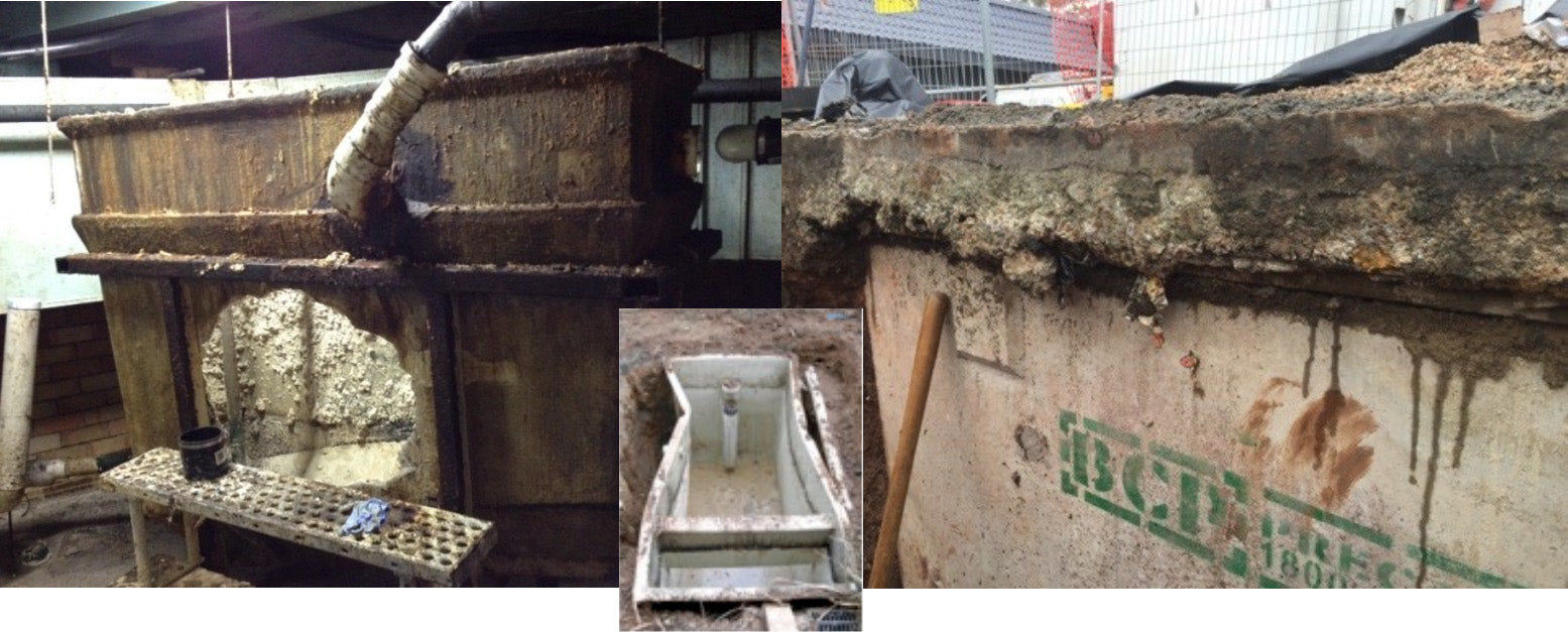 failing concrete grease traps