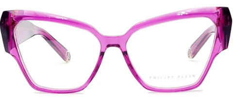 Philipp Plein fuschia boxy cat eye glasses