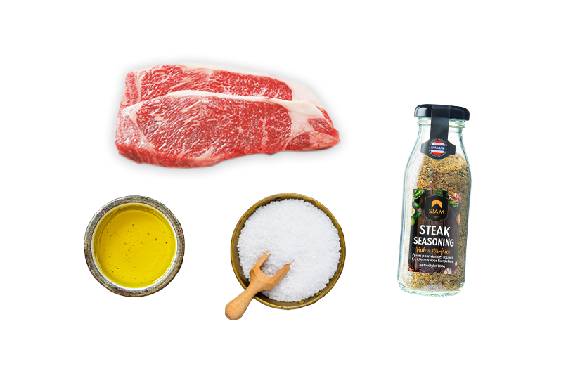 Spicy Thai steak Larb style ingredients