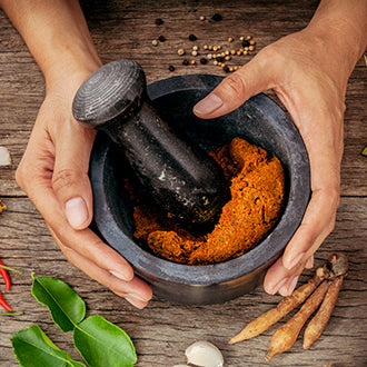 Mortar and pestle curry paste
