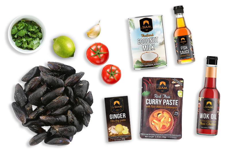 Thai Red Curry Mussels ingredients