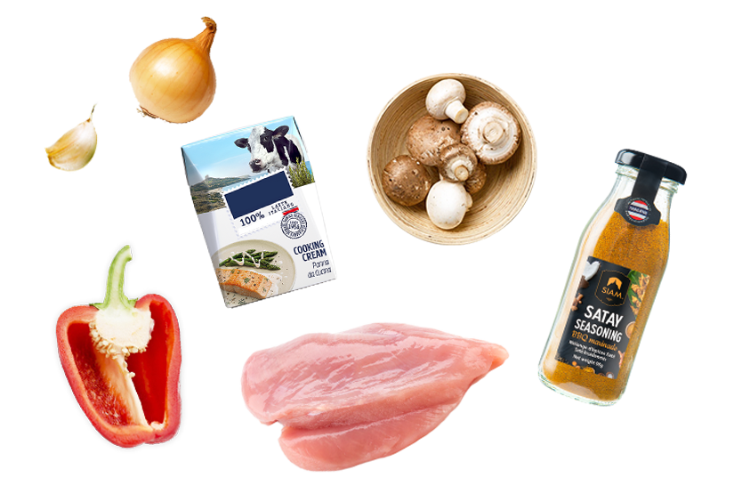 Creamy chicken satay ingredients