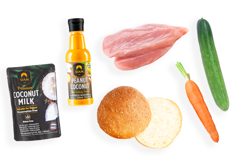 Satay Burger ingredients