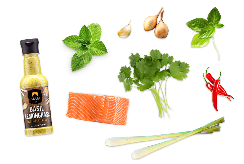 Ingredienti del salmone alla thailandese