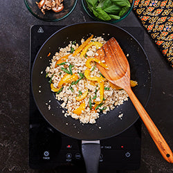 Vegetarian Thai stir-fry tofu with basil