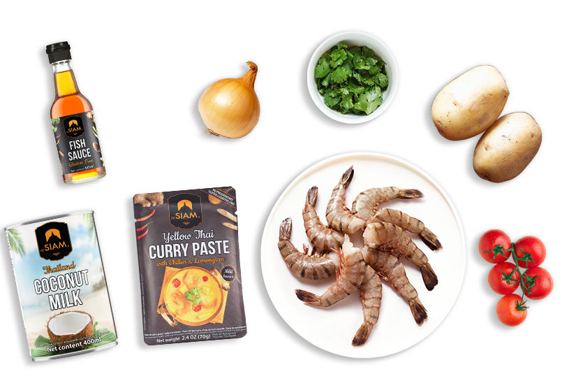 Ingredienti per il curry giallo di gamberi