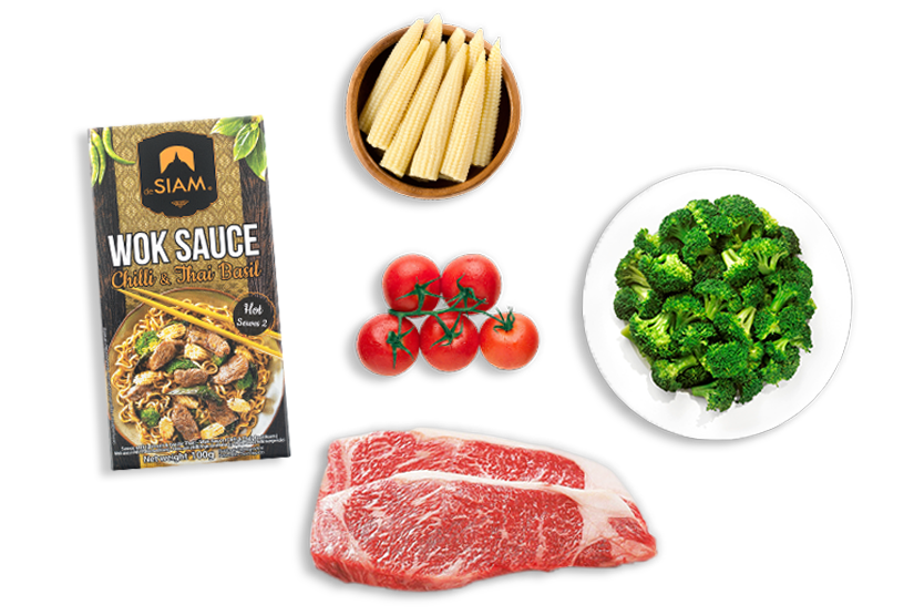 Spicy Beef with Basil ingredients