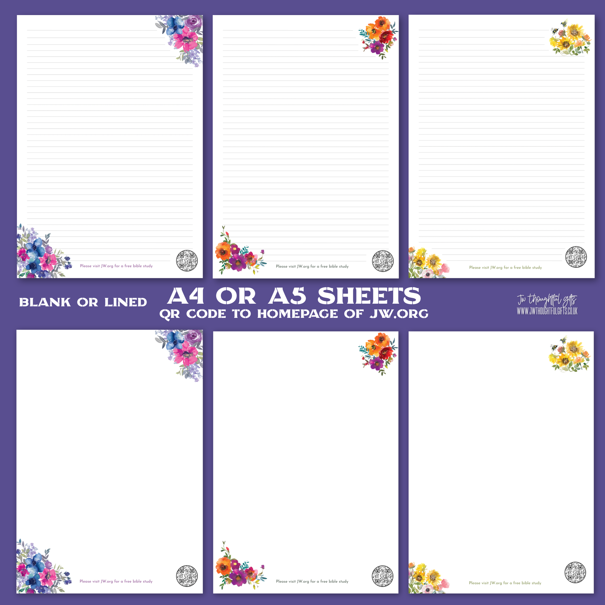 Free JW Letter Writing Paper A4 Printable, Instant Download, Gold