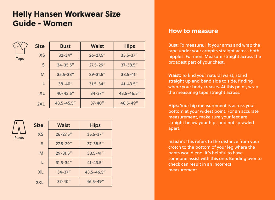 Helly Hansen Size Guide Women