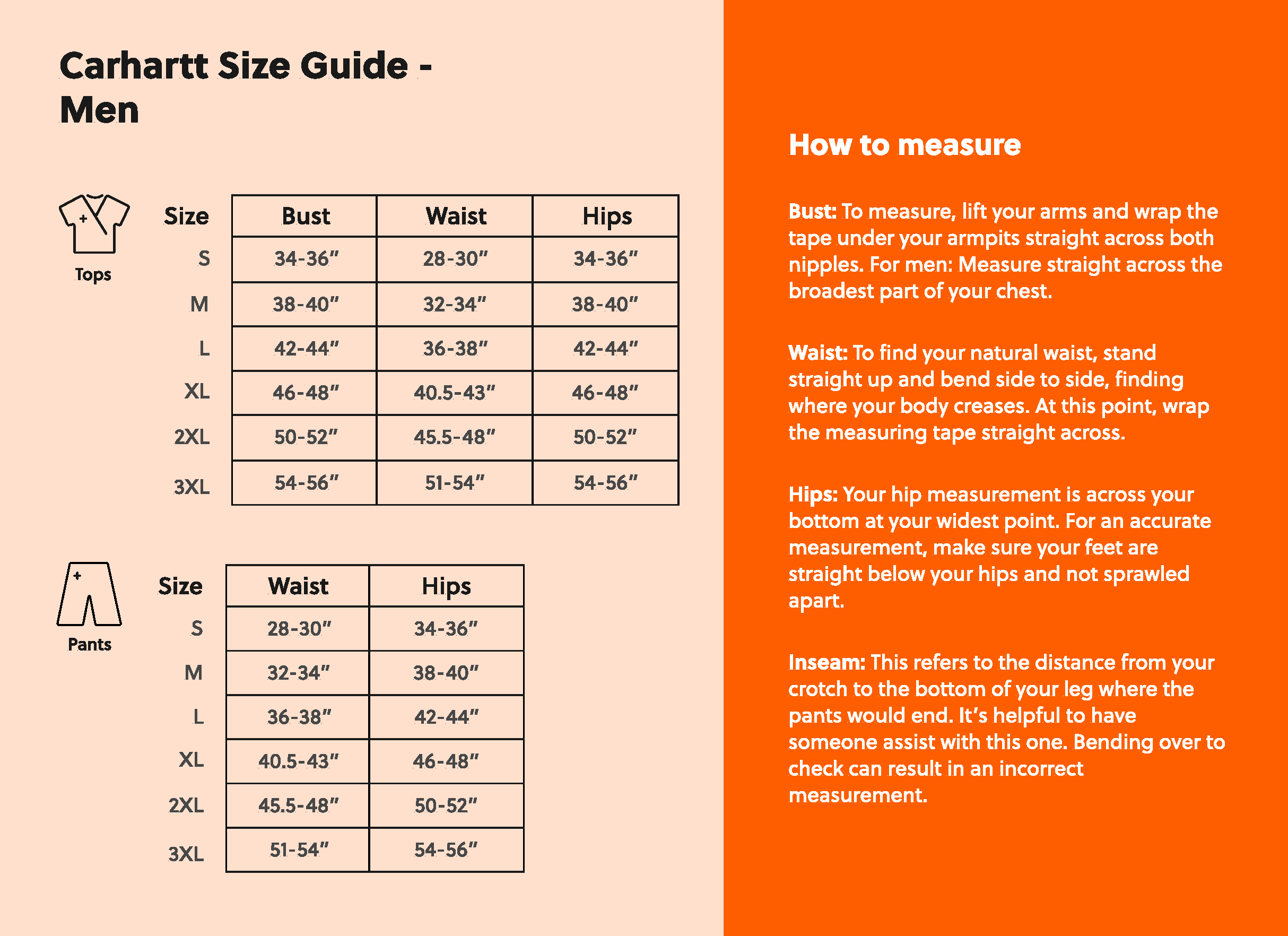 Carhartt Size Guide for Men