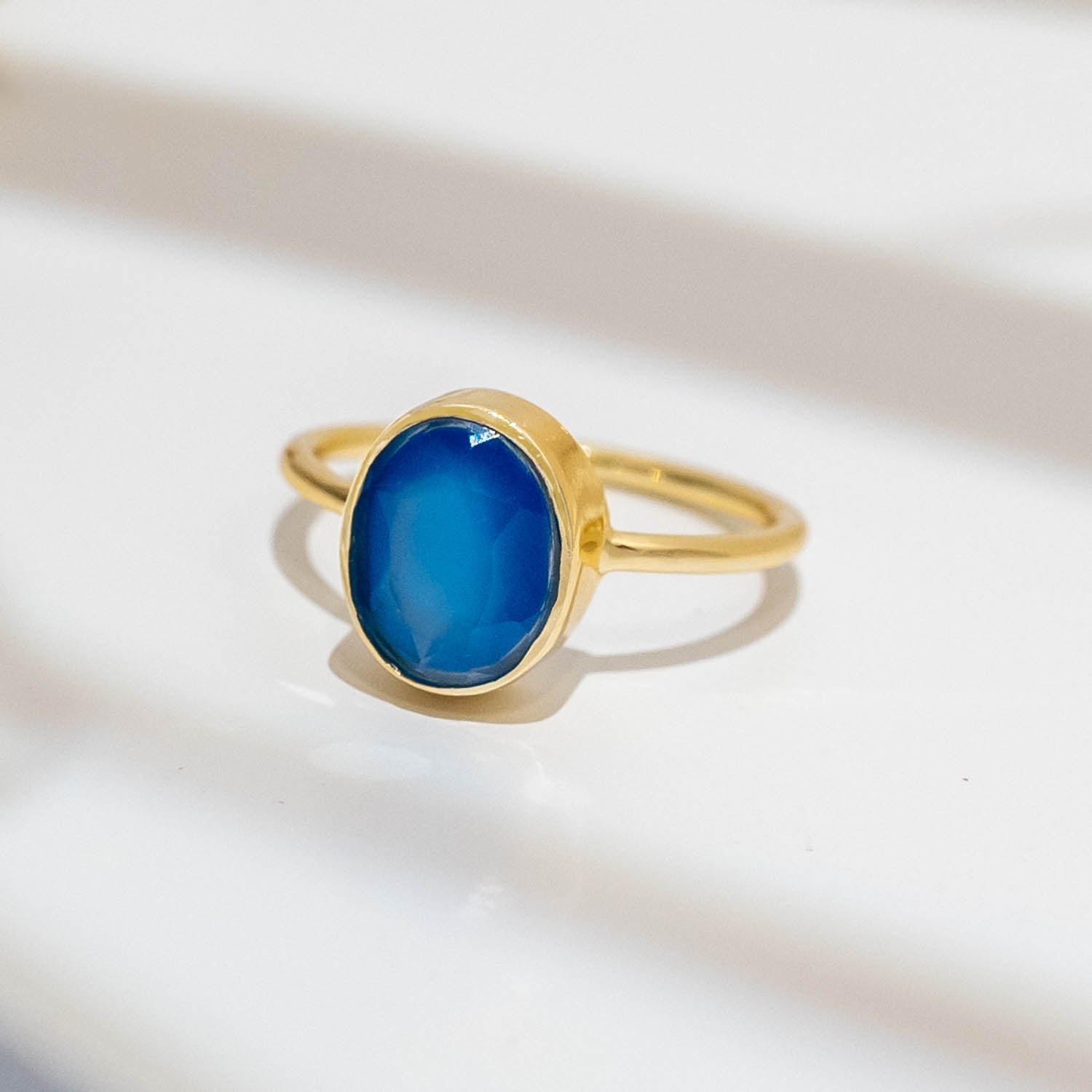 Ring Aline Oval Blue Chalcedony