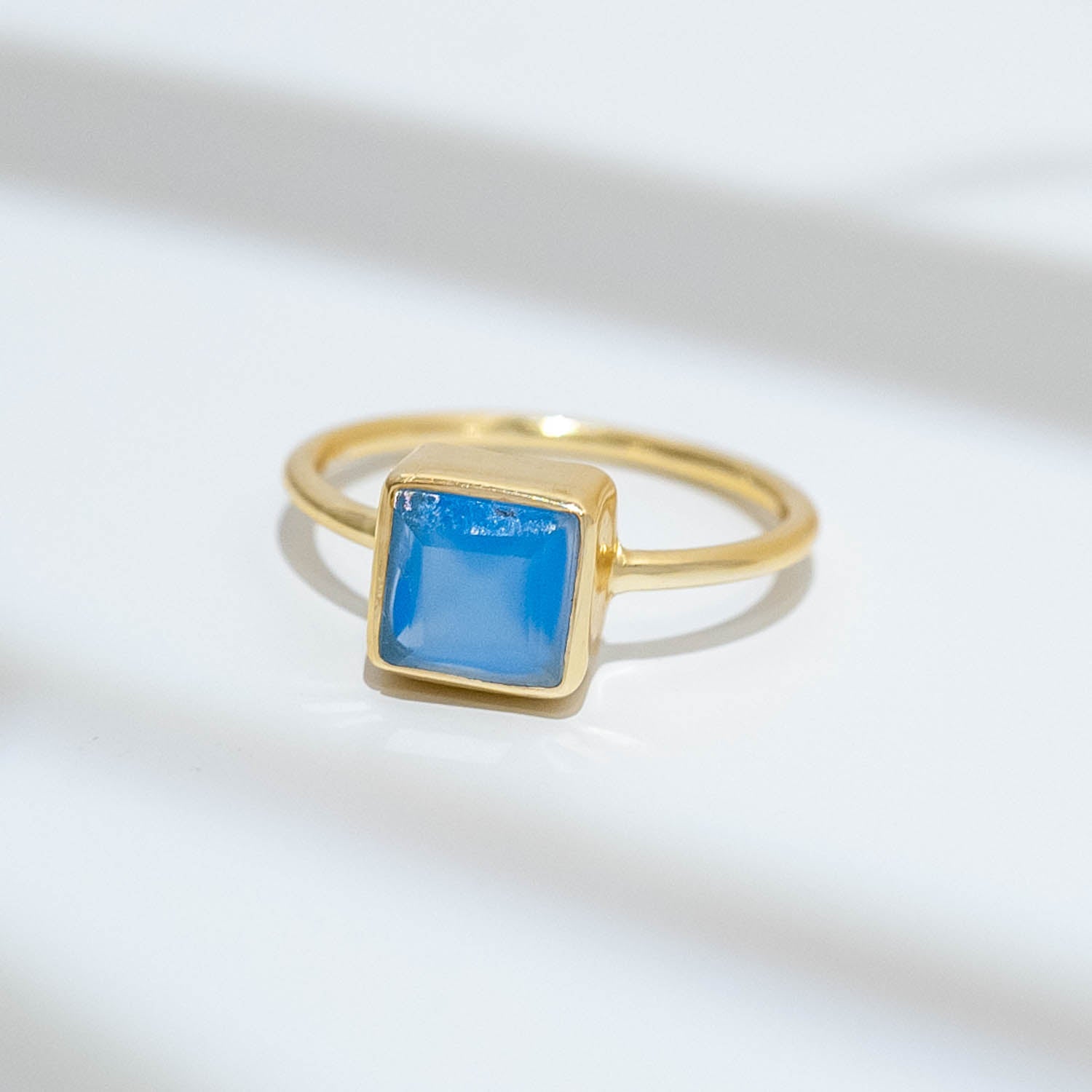 Ring Aline Square Blue Chalcedony