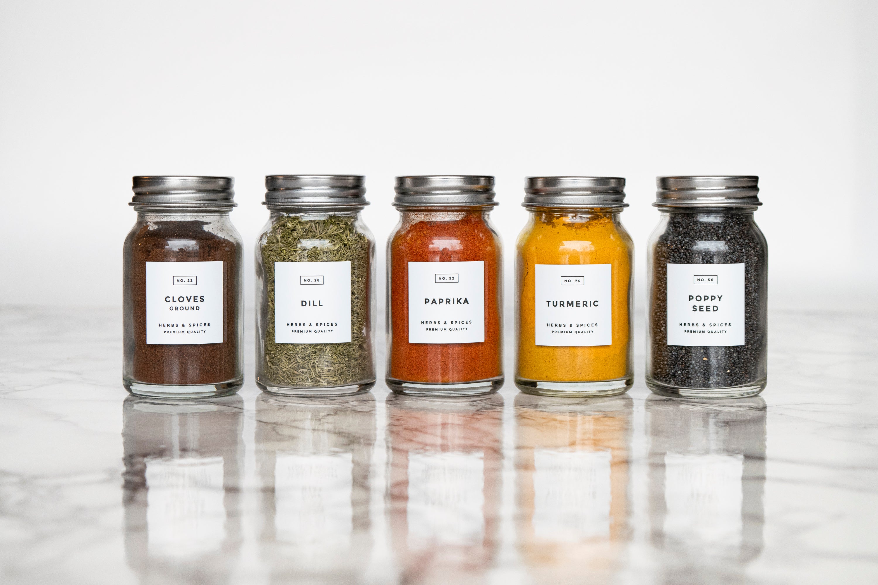 Modern-numbered Spice Labels Water and Oil Resistant