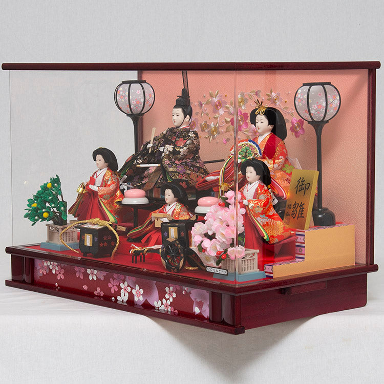あかね 五人ケース飾り w93135 - 福仙｜雛人形、五月人形、鯉のぼりの 
