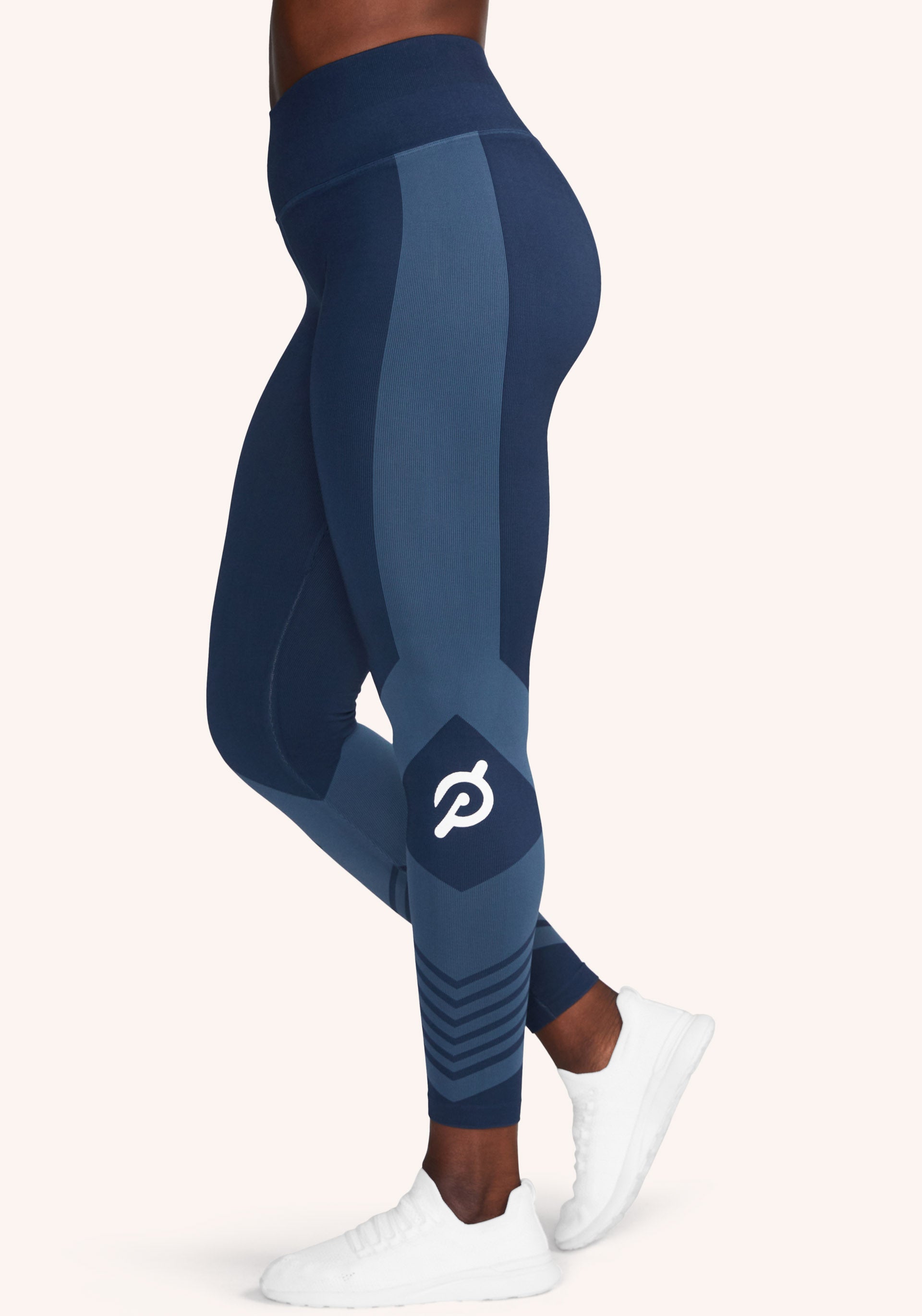 Peloton X Nux Festive Blue Shapeshifter Logo Leggings