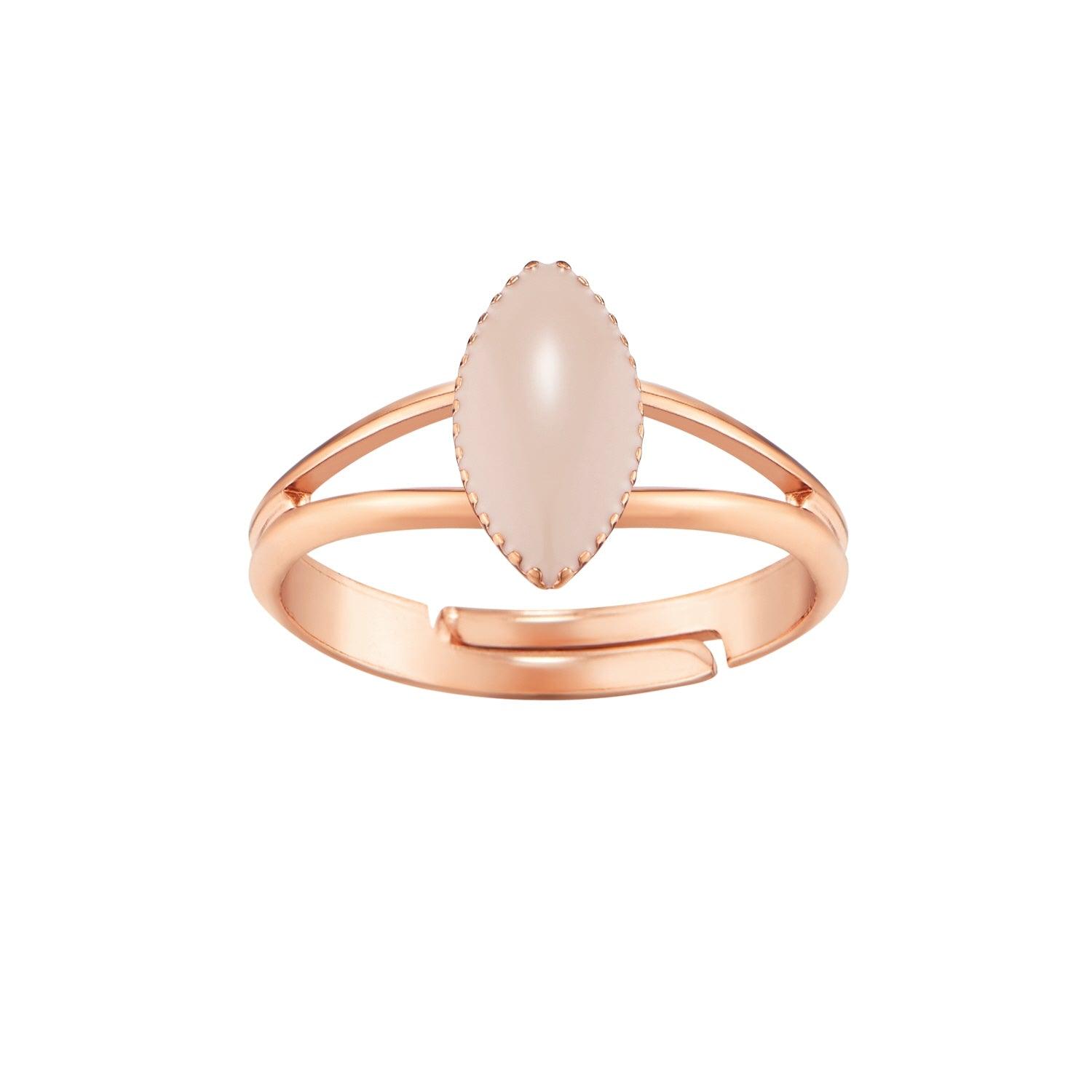 Marquise Tow-line Ring Beige