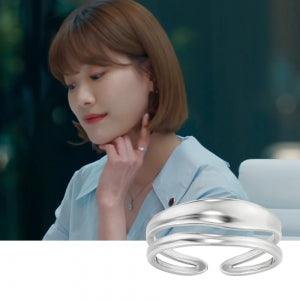 [Silver] Falt Rope Ring White