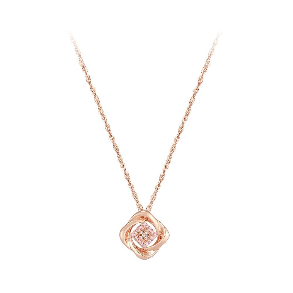 [Silver] Garden Rose Necklace Pink