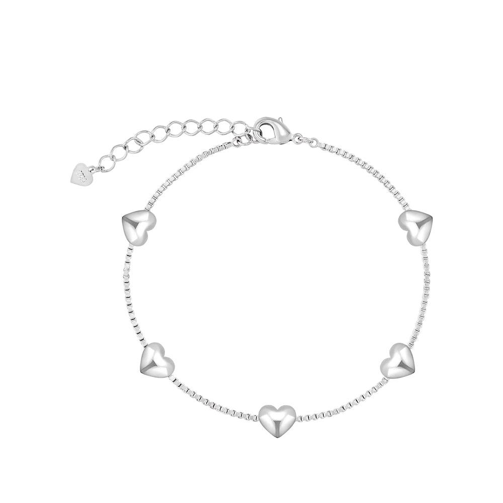 [Silver] Heart Bracelet White