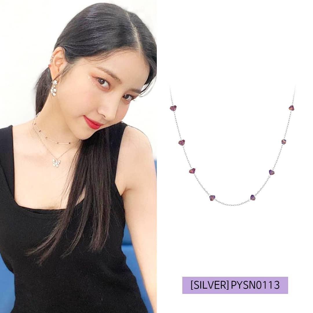 [Silver] Purple Stone Necklace White