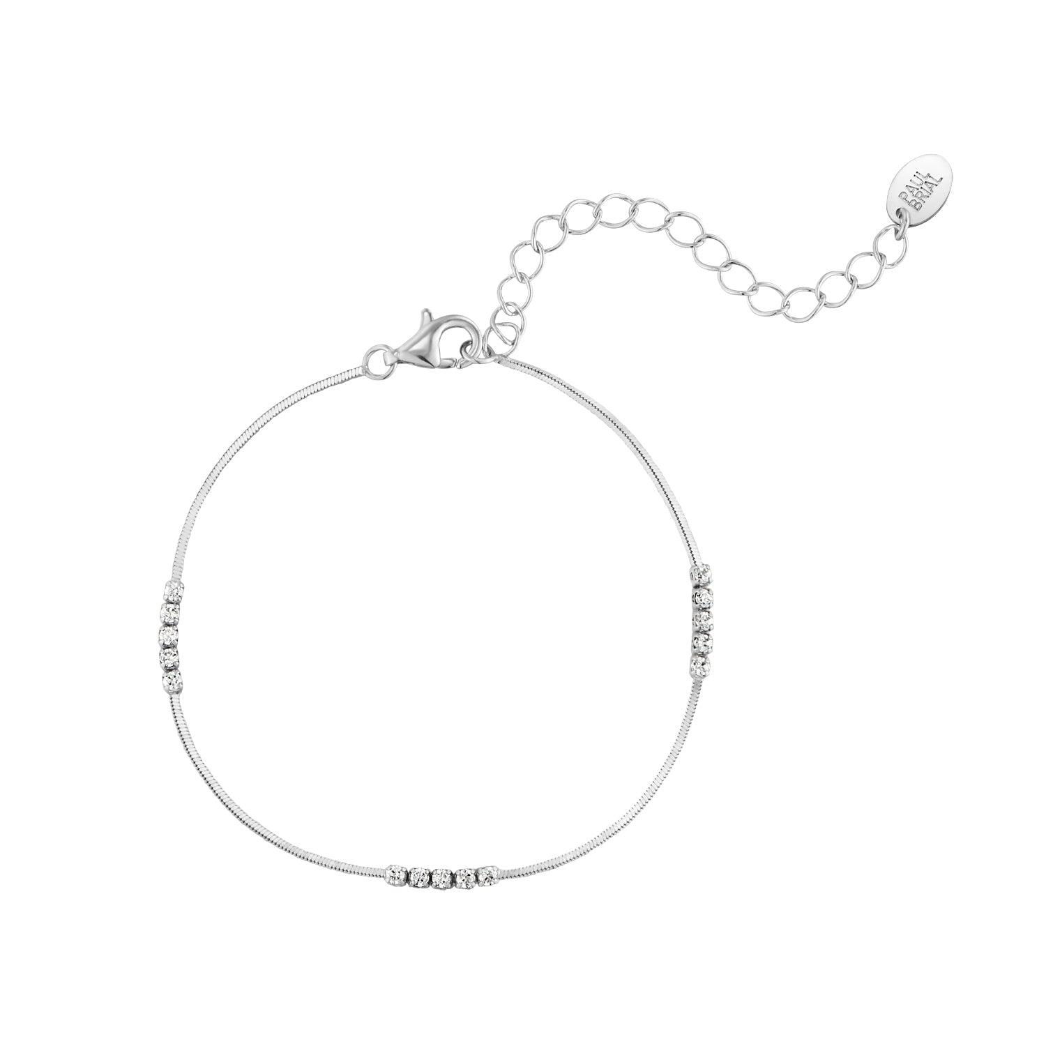 [Silver] Triple Simple Bracelet White