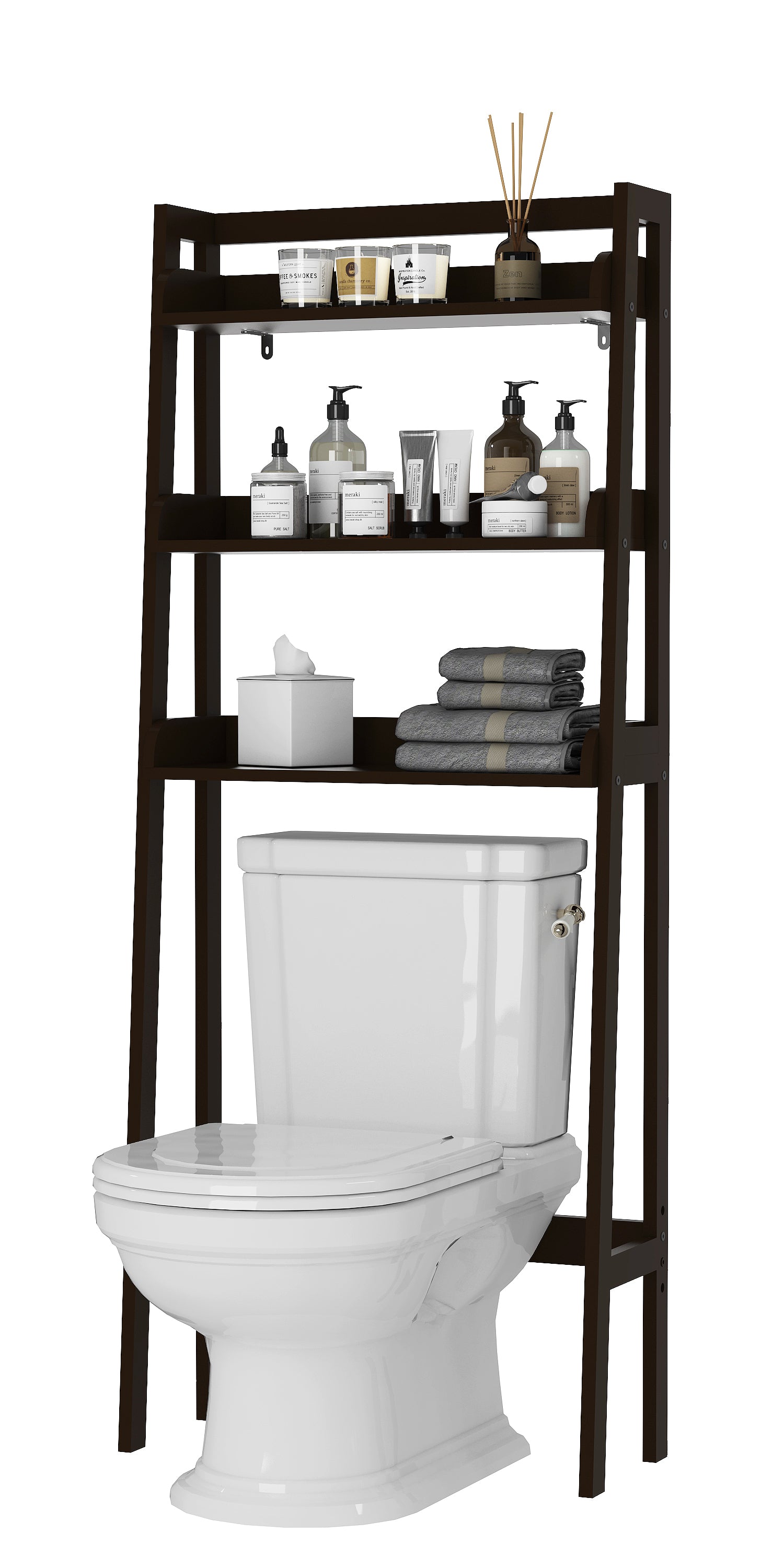 UTEX 3-Tier Ladder Shelf, Bathroom Shelf Freestanding, 3-Shelf