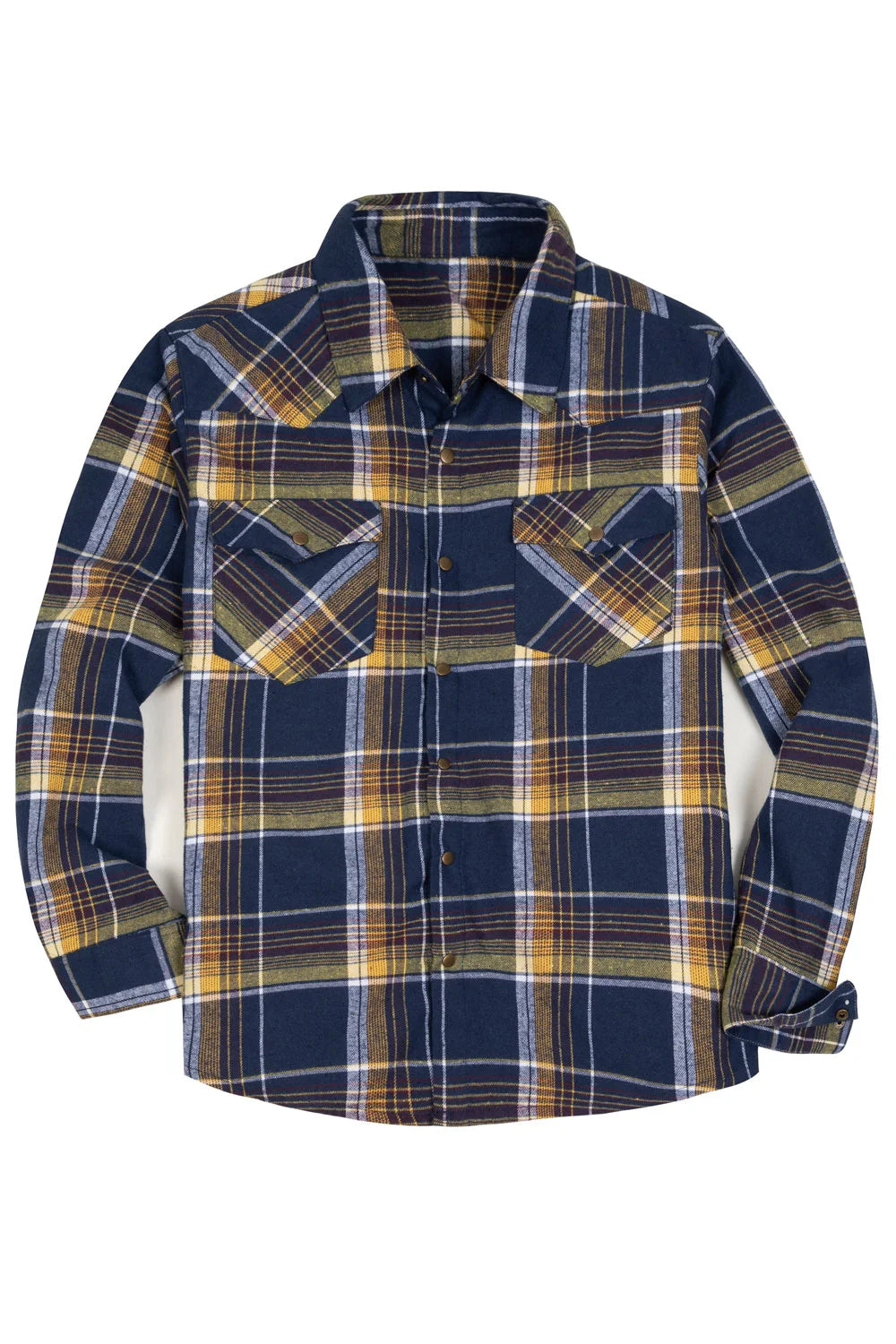 Men's Snap Front Long Sleeve Plaid Western Flannel Shirt#N# – FlannelGo