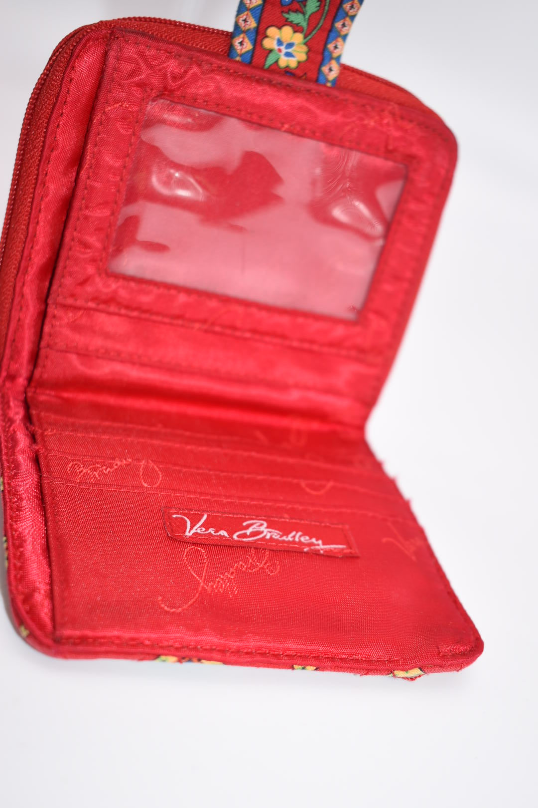 Vera Bradley Mini Zip Wallet In Villa Red – Pink Lemon Standard