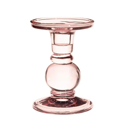 Estelle Glass Candle Holder-Pink - Hooked Gallery