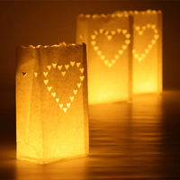 20 pcs/lot Heart Shaped Tea Light Holder Luminaria Paper Lantern Candle Bag For Christmas Party Outdoor Wedding Decoration New Swagg