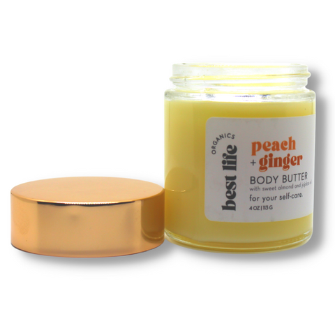 BEST LIFE ORGANICS Peach Ginger Body Butter open jar