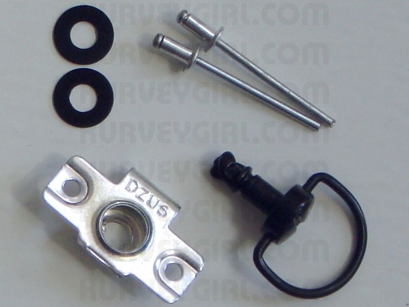 Dzus Panex D8 - Single Bolt Kit - Silver - Rivet On - Washers - Rivets - 12mm Working Length