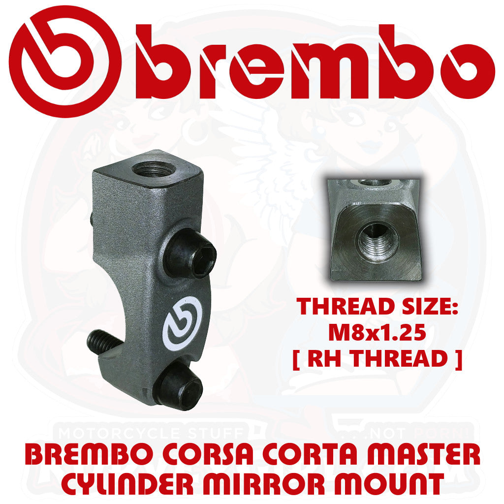 Brembo Master Cylinder Clamp - RCS Corsa Corta -
110.C740.81 - M8x1.25 Mirror Fitting - White with thread
size - Right hand thread