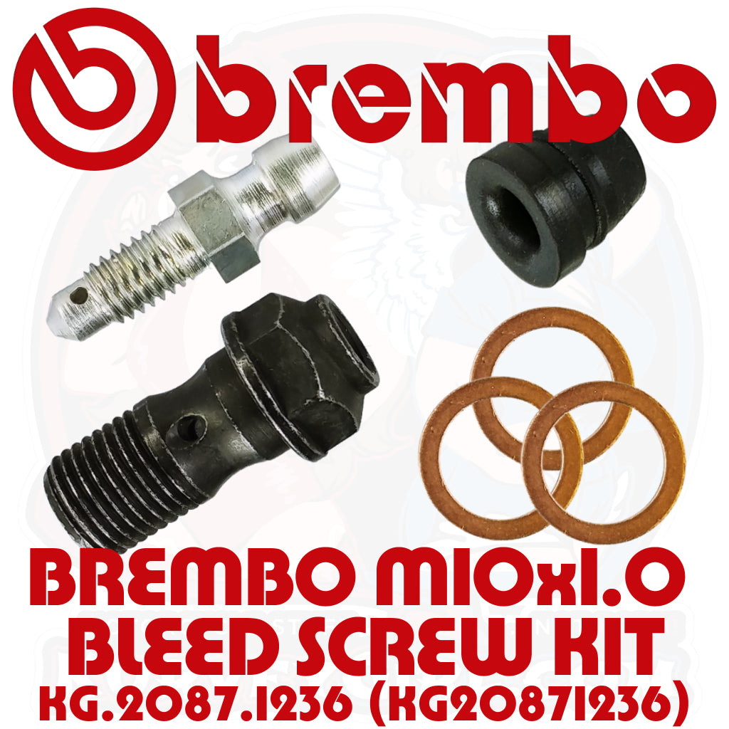KurveyGirl Brembo M10x1.0 Bleed Screw Kit -
Unassembed parts with copper washers