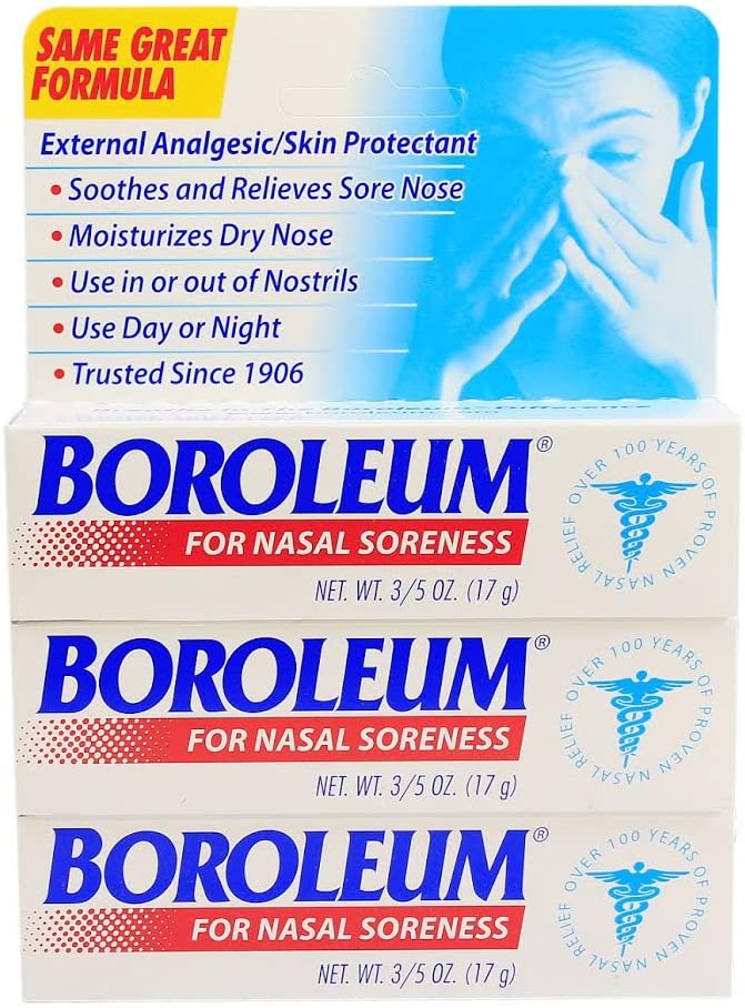 Pomada Boroleum para dolor nasal - tubo de 0.6 onzas, paquete de 3 unidades