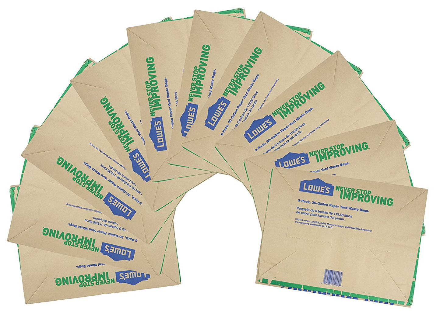Lowe's - Bolsas de papel de colro café, de 30 galones para el césped y