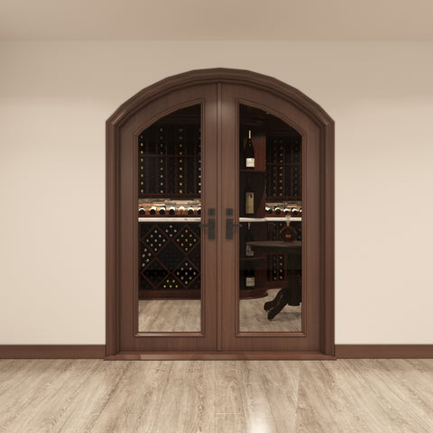 Full Glass Double Wine Cellar Doors Arched