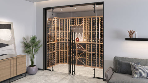 glass wine cellar with modular wine racking - Genuwine Cellars Reserve