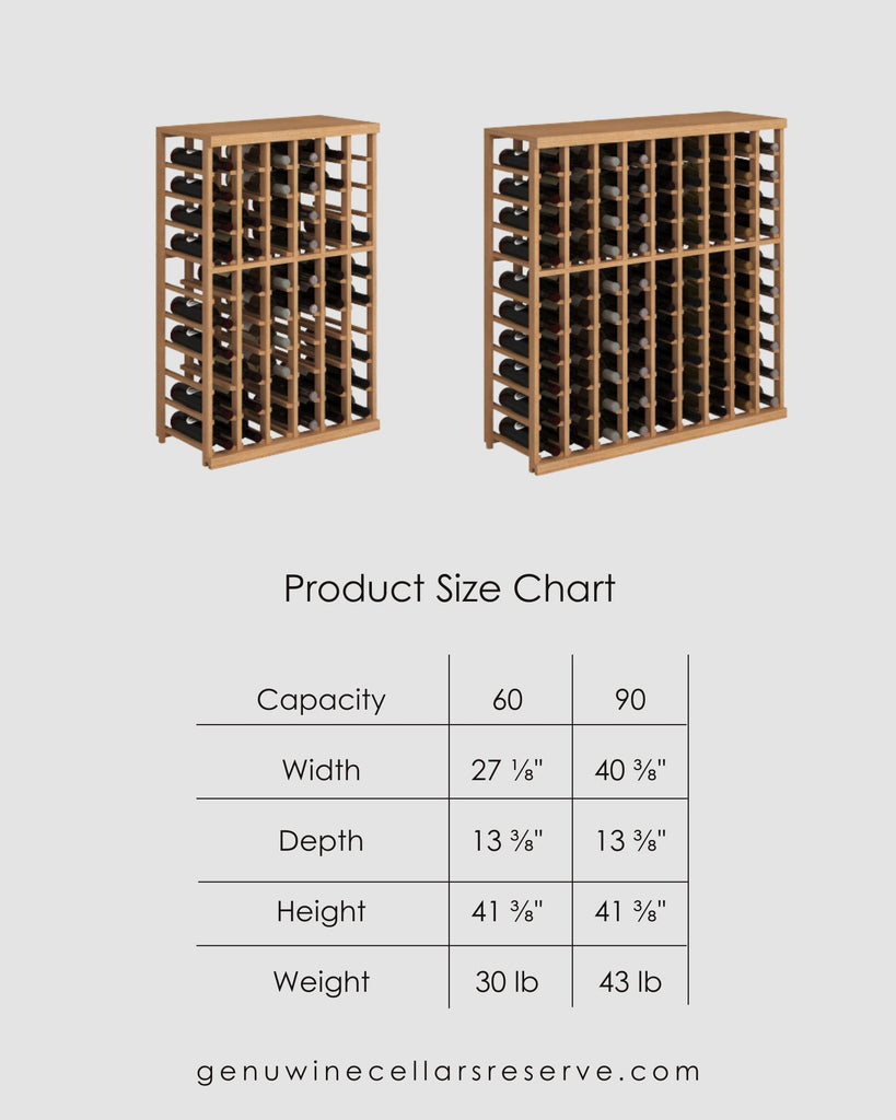 Product Chart EKR Half Height 6 and 9-Column Modular Wine Rack