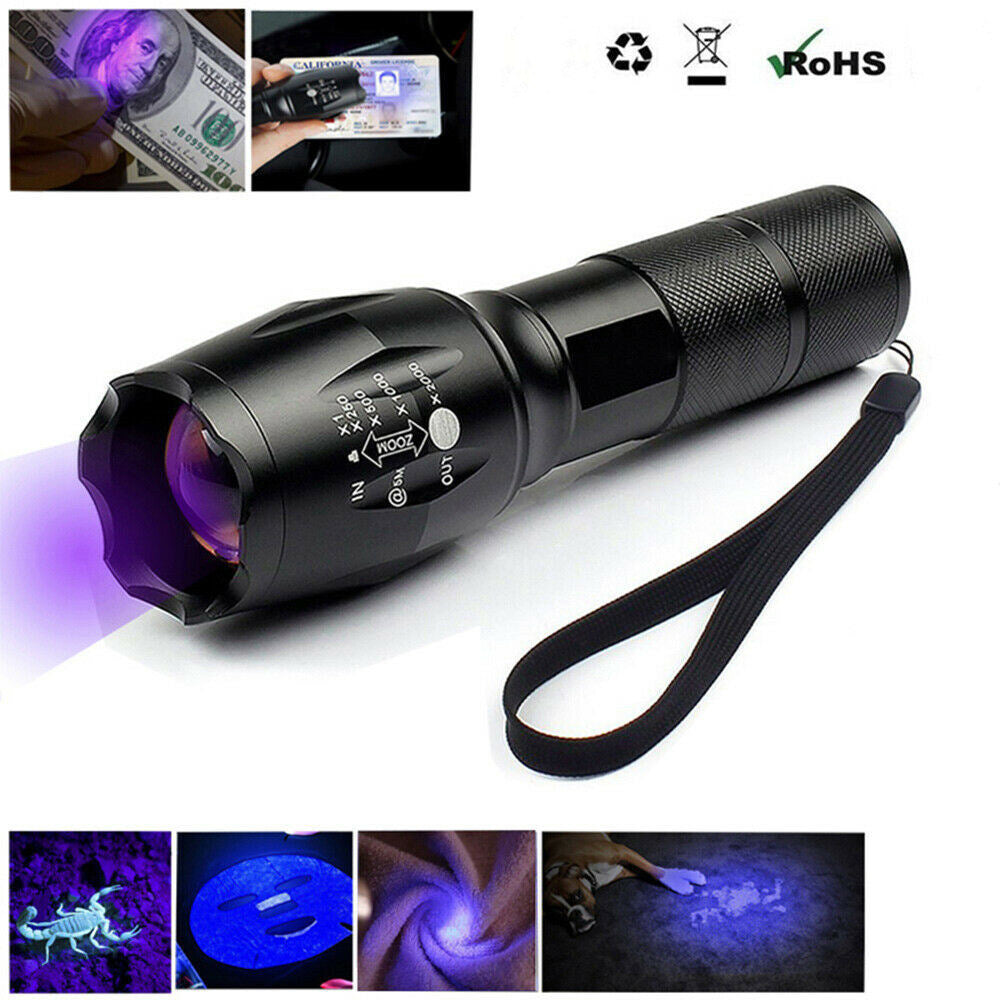Free shipping 3 Modes Torch UV Ultra Violet LED Flashlight waterproof Blacklight 365nm Inspection Lamp US