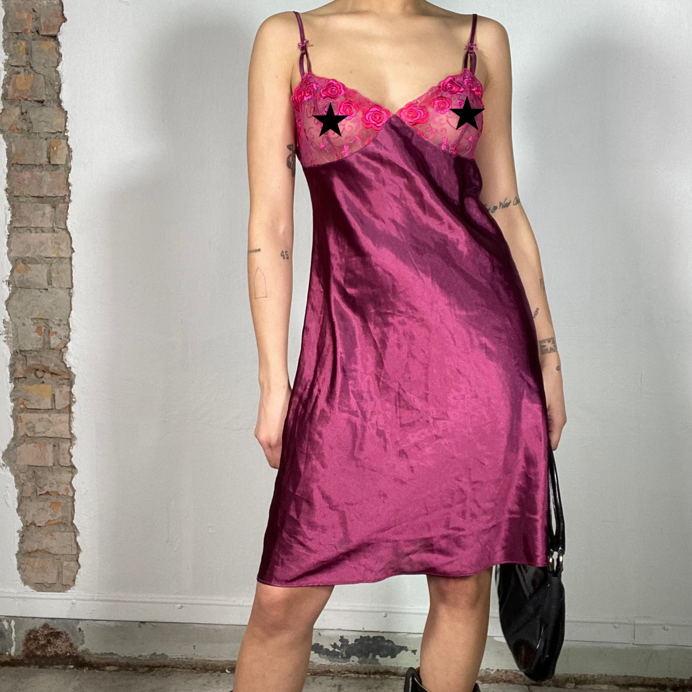 Vintage 90 S Lingerie Purple Slip Dress With Lace Bust M L Michelle Tamar