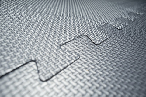 A close up shot of foam jigsaw gym mats