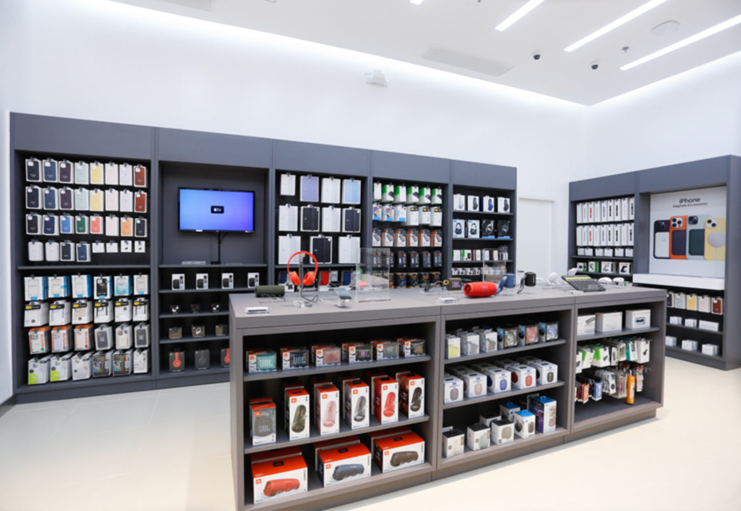 Apple Devices and Accessories lined up in shelves at PMC SM City Roxas