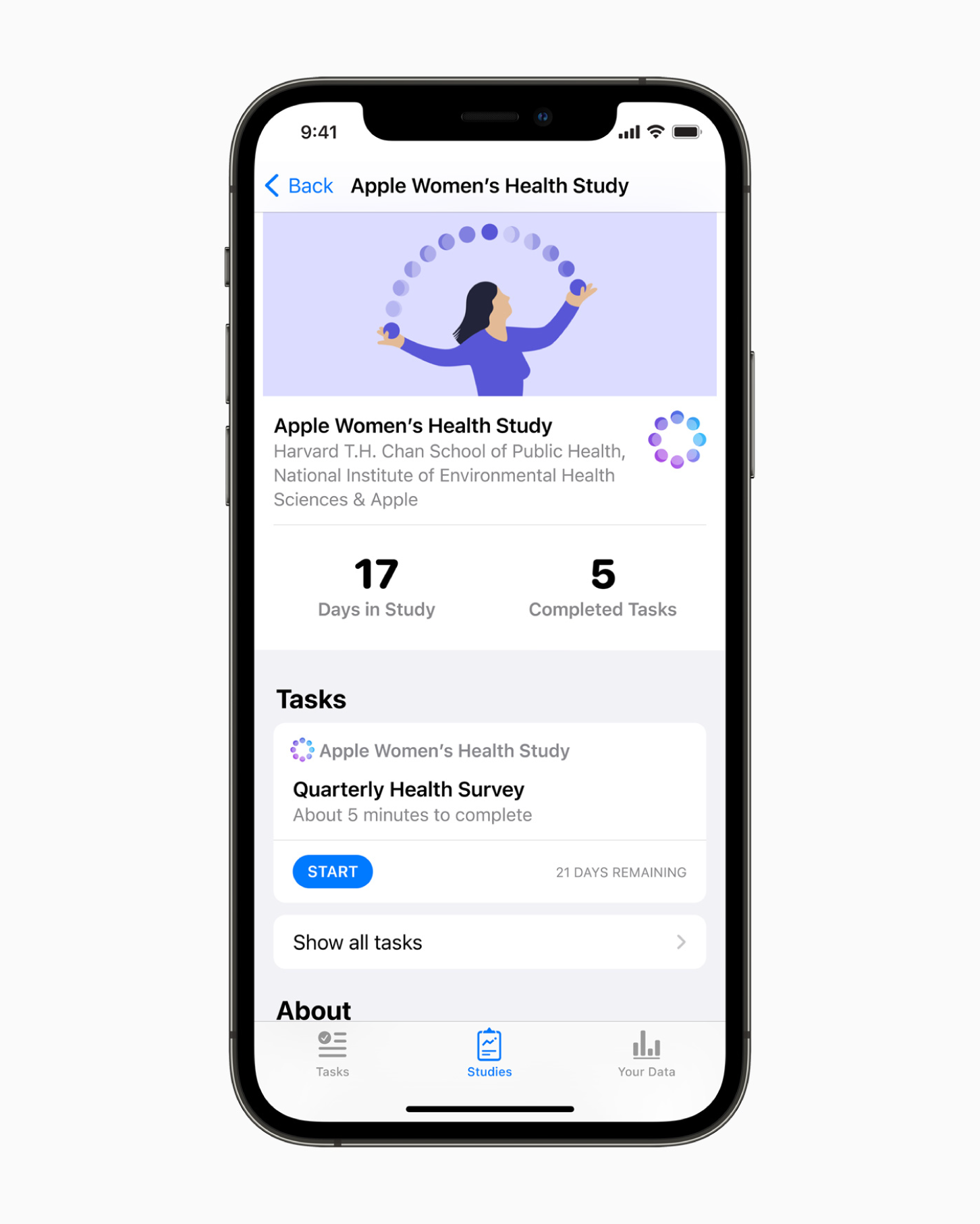 Apple Women's Health Study on iPhone