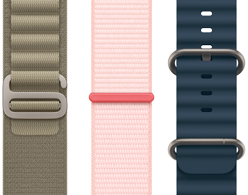 Olive Alpine Loop, Light Pink Sport Loop, and Blue Ocean Band