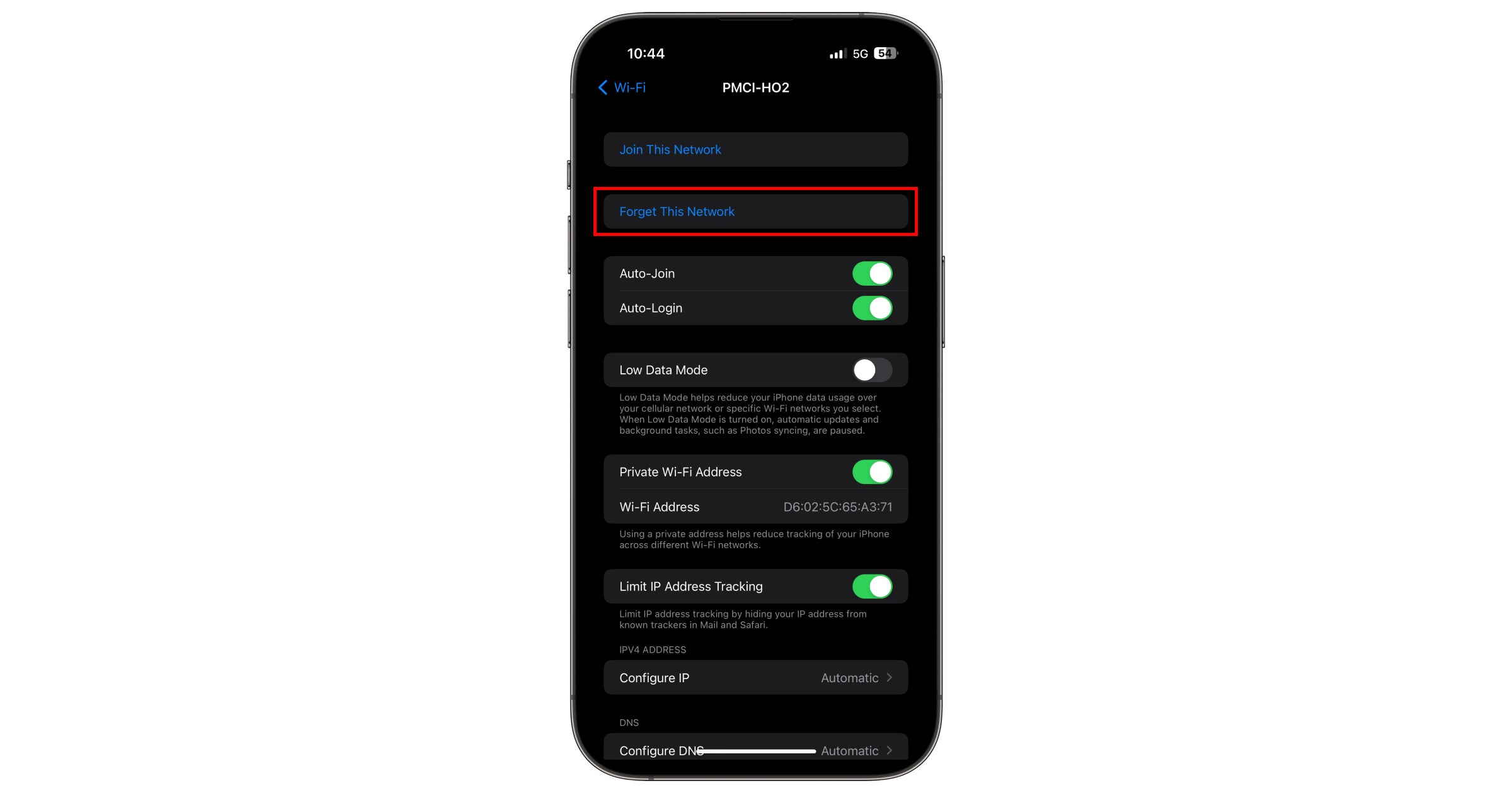 iPhone Showing Bluetooth and WiFi Settings