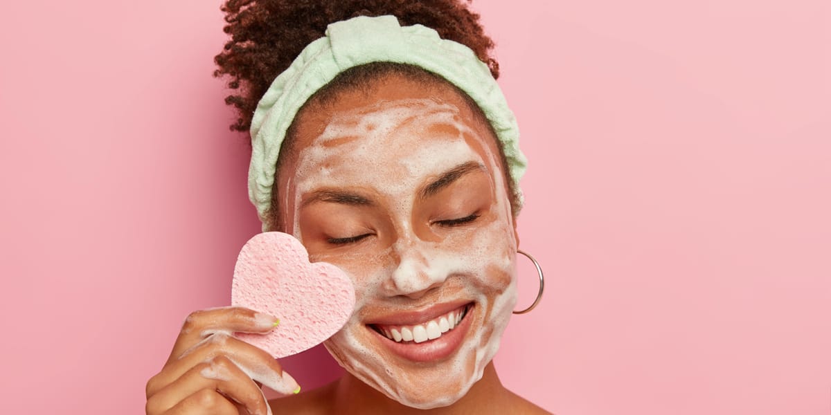 Lady caring for her skin on valentines day